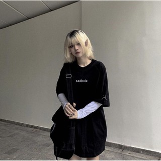 Áo thun nam nữ cá tính sadboiz signature form rộng unisex - kiểu áo phông tay lỡ form rộng ulzzang