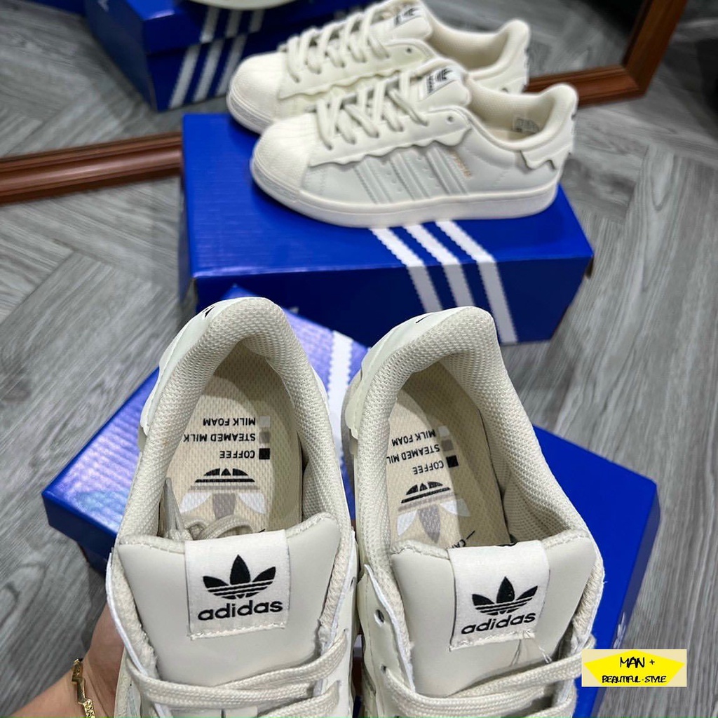Full box giày thể thao Das Superstar màu trắng sữa dành cho nam nữ, giày das sò mới 2022 cực đẹp siêu bền