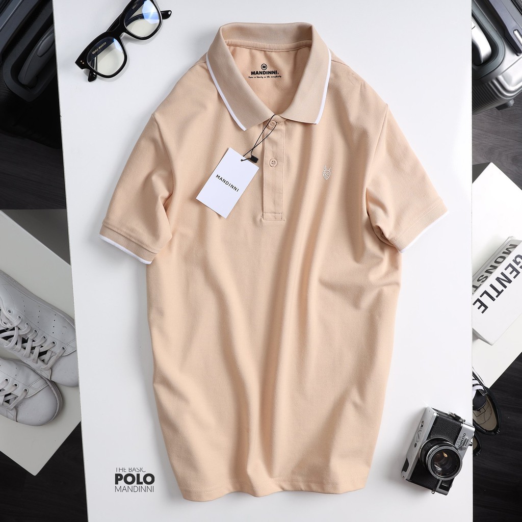 Áo thun polo phối viền cổ đơn giản logo dập cao su nổi by Mandinni