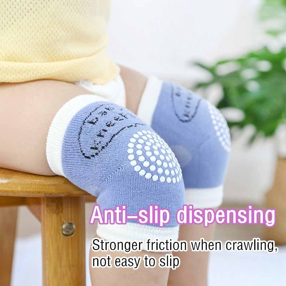 Cặp miếng đệm bảo vệ đầu gối/ khuỷu tay lưới cotton thoáng khí dày dặn chống trượt giữ ấm nhiều màu cho bé tập bò