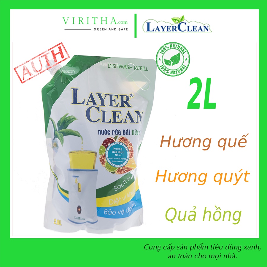 Nước rửa chén bát hữu cơ organic Layer Clean túi 2L Tiết kiệm