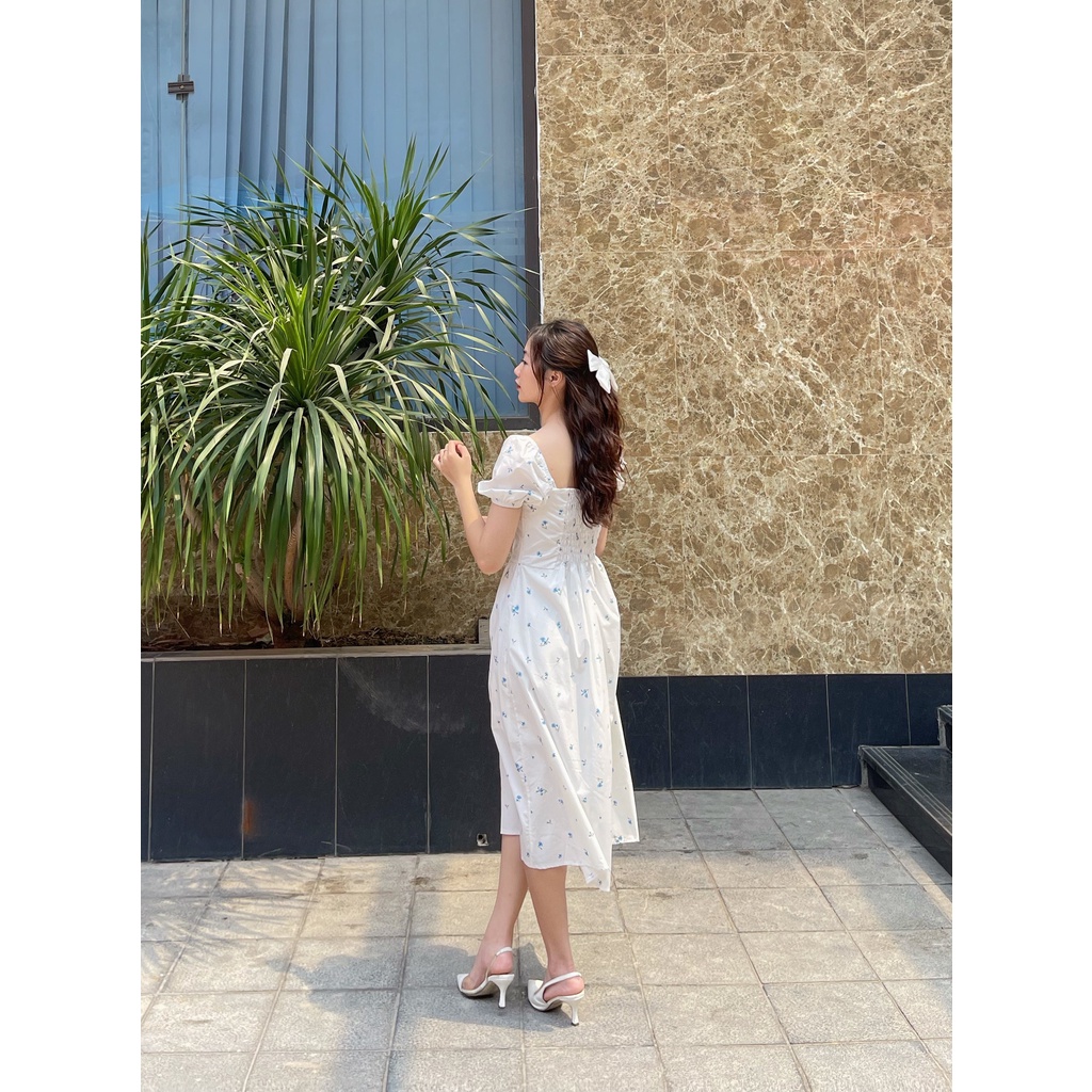 Đầm váy babydoll hoa nhí tay bồng