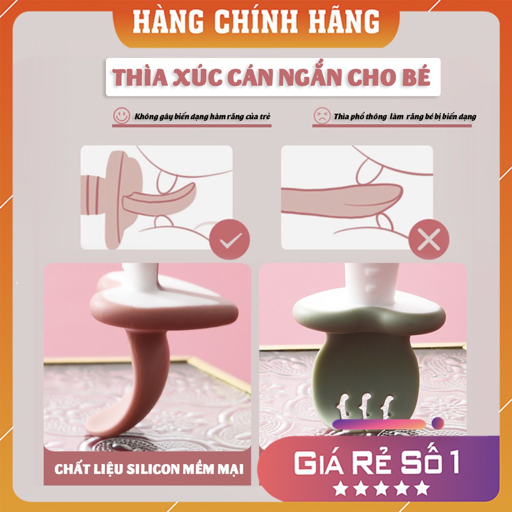 Bộ Thìa Dĩa Ăn Dặm Cho Bé Kiểu Nhật Cao Cấp Có Nút Chặn