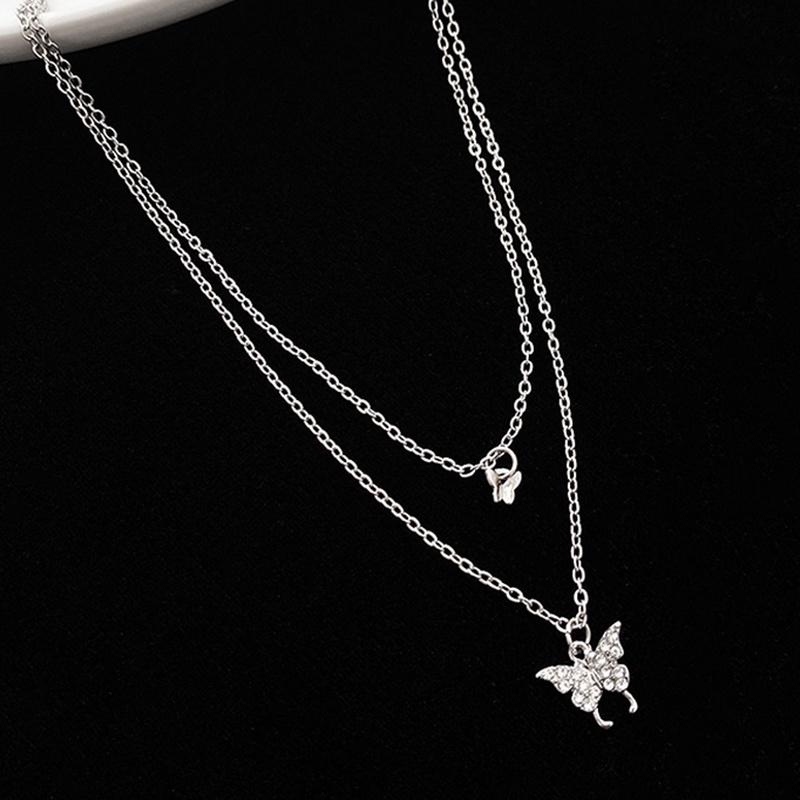 Vòng cổ Hai Lớp Bằng Titan Hình Bướm Đơn Giản Thời Trang Hàn Quốc