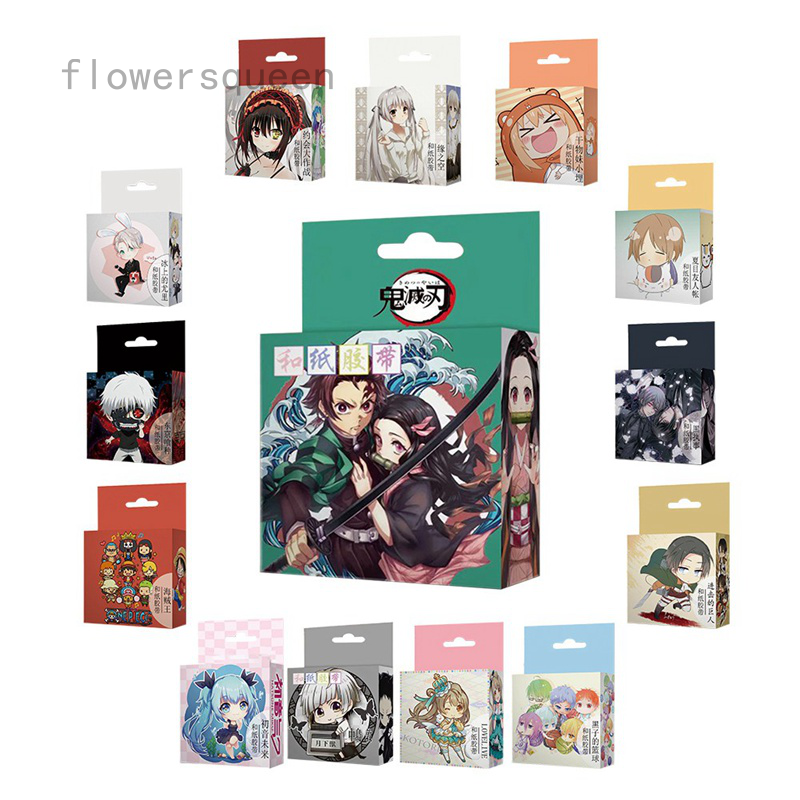 flowersqueen Cuộn Băng Keo Washi Trang Trí Họa Tiết Hoạt Hình Nhiều Kiểu Tuỳ Chọn