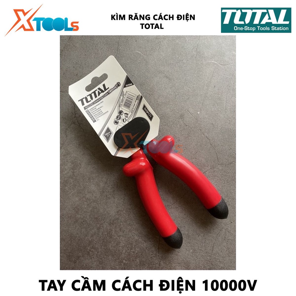Kềm răng cách điện TOTAL |  kềm cách điện Size:7&quot;/180mm Kiểm tra 10000V dùng để kẹp, cắt vặn, quấn, tháo các chi tiết, d