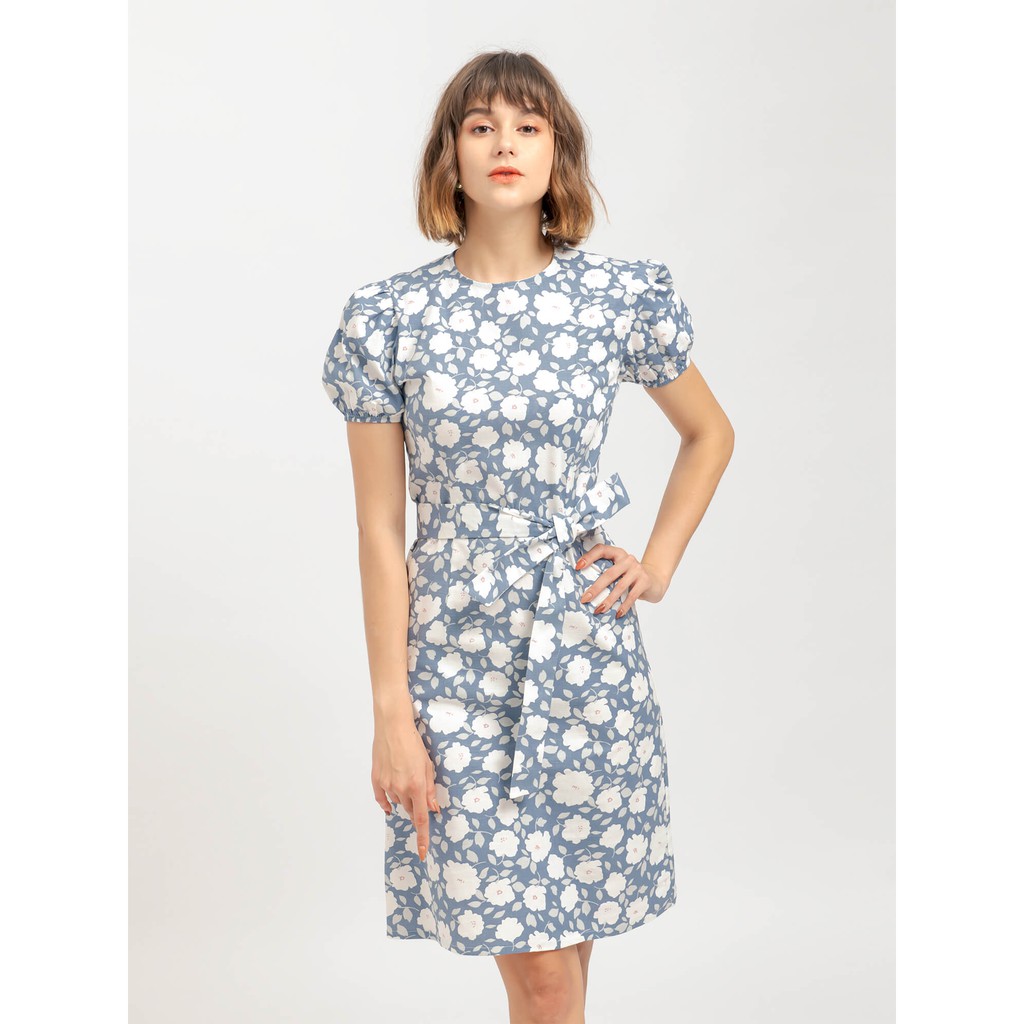 Đầm Hoa Xanh Linen Thắt Dây - YV LE & CO | BigBuy360 - bigbuy360.vn
