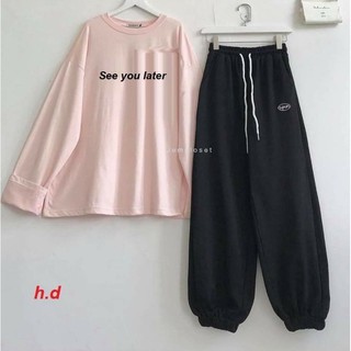 Sét áo You later + Quần SpunÁo phông dài tay chất da cá mix quần boom chun ống dáng dàiphong cách hàn quốcunisex