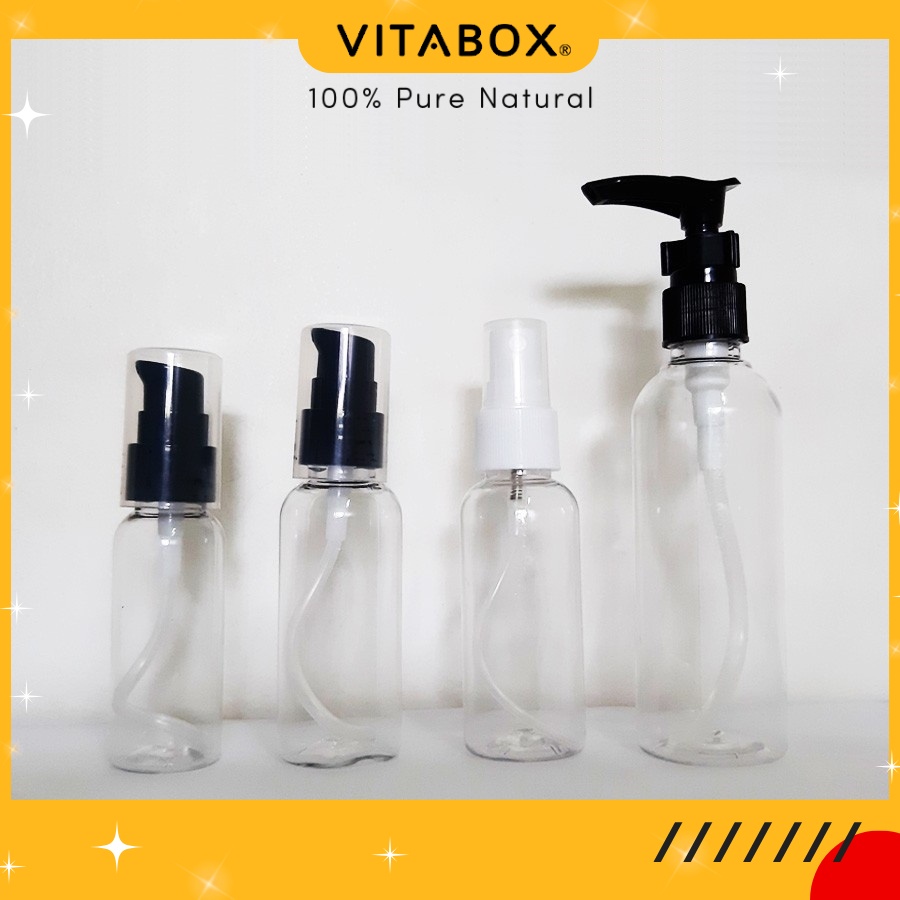 Chai đựng mỹ phẩm bằng nhựa PET trong suốt – 30ml 50ml 100ml - đầu phun sương hoặc xịt giọt