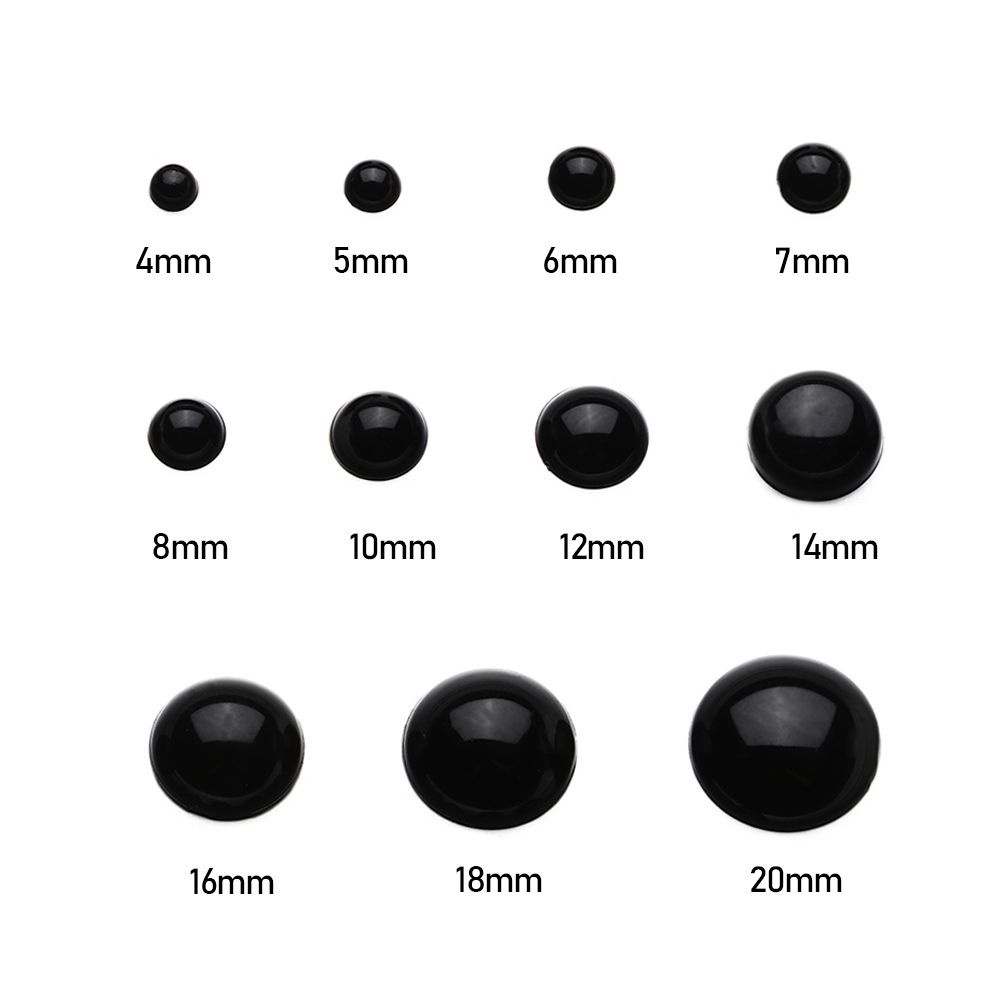 Bộ 100 Mắt Gấu Nhựa Nỉ Màu Đen 4-20mm Làm Thú Nhồi Bông DIY Cho Bé