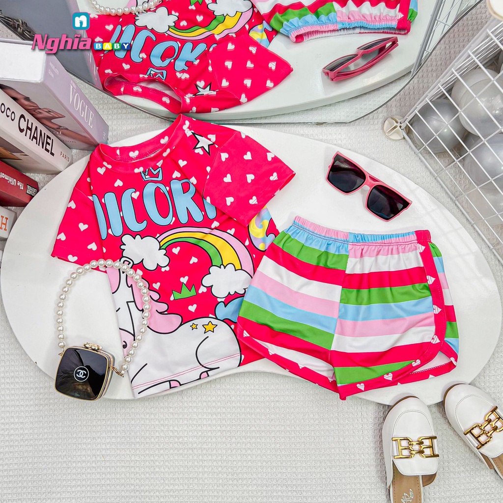 Đồ bộ thun lạnh quần đùi áo ngắn tay NGHĨA BABY dành cho bé gái từ