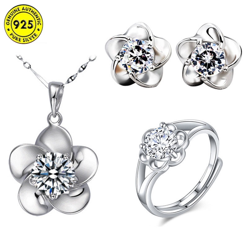 Bộ trang sức mạ bạc 925 đính đá nhân tạo thời trang cho nữ