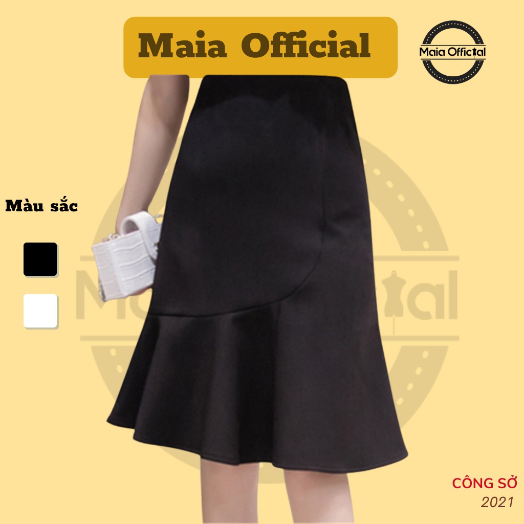 Chân váy công sở Maia Official (2 màu), kiểu đuôi cá, cách điệu, khóa kéo sau lưng CV502