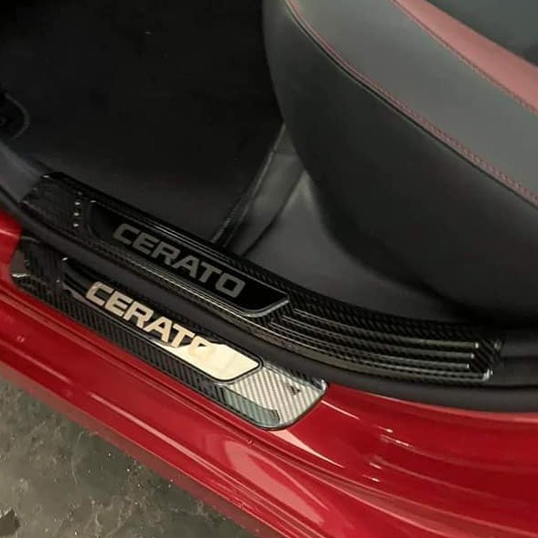 Ốp Bậc Cửa, Nẹp Bước Chân Trong, Ngoài Xe KIA Cerato 2019-2021 Mẫu Vân Carbon Cao Cấp Nhất Thị Trường