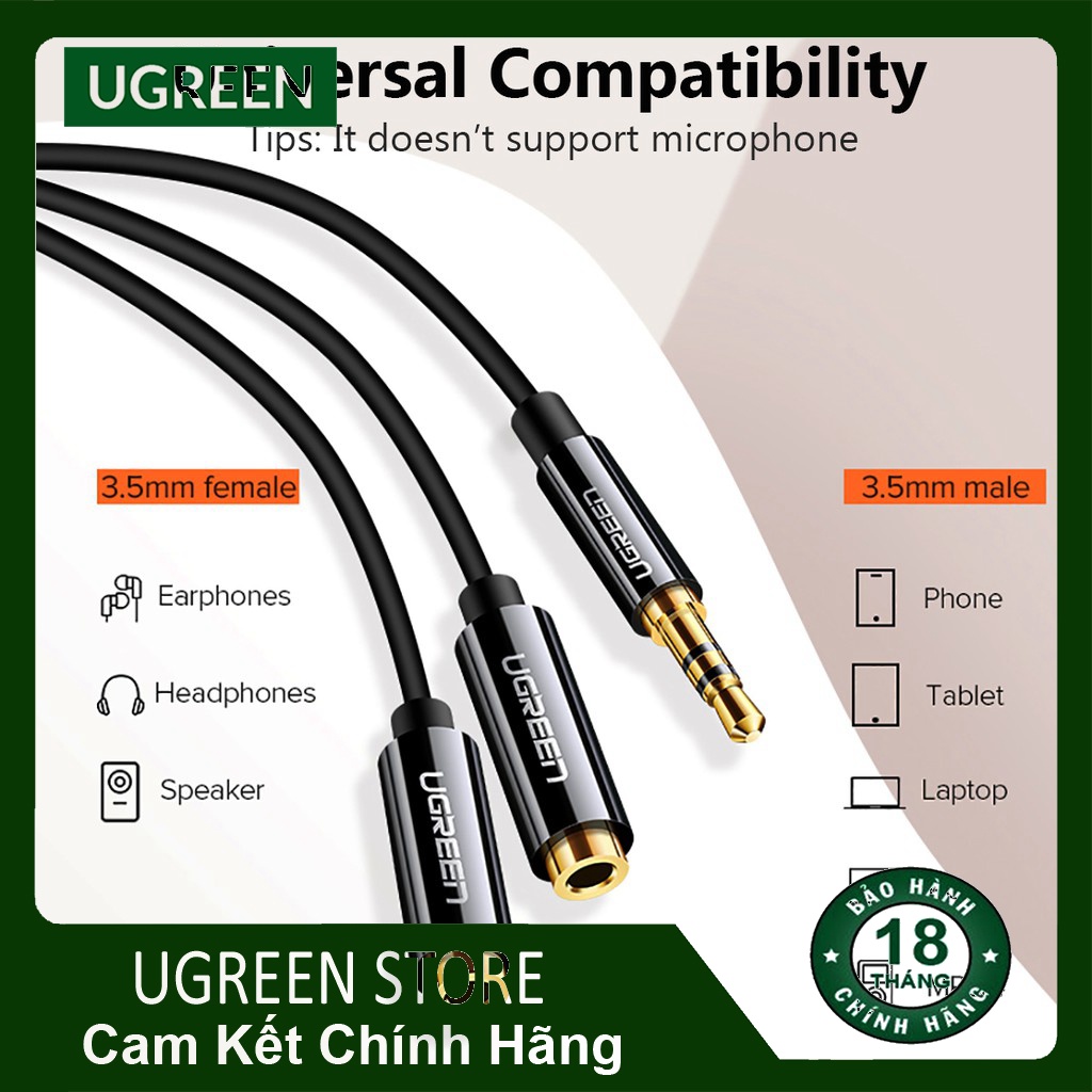 Dây cáp chuyển cổng 3.5mm sang 2 cổng 3.5mm /hỗ trợ kết nối 2 Loa,Tainghe,..đến Laptop,PC,Điện thoại,..