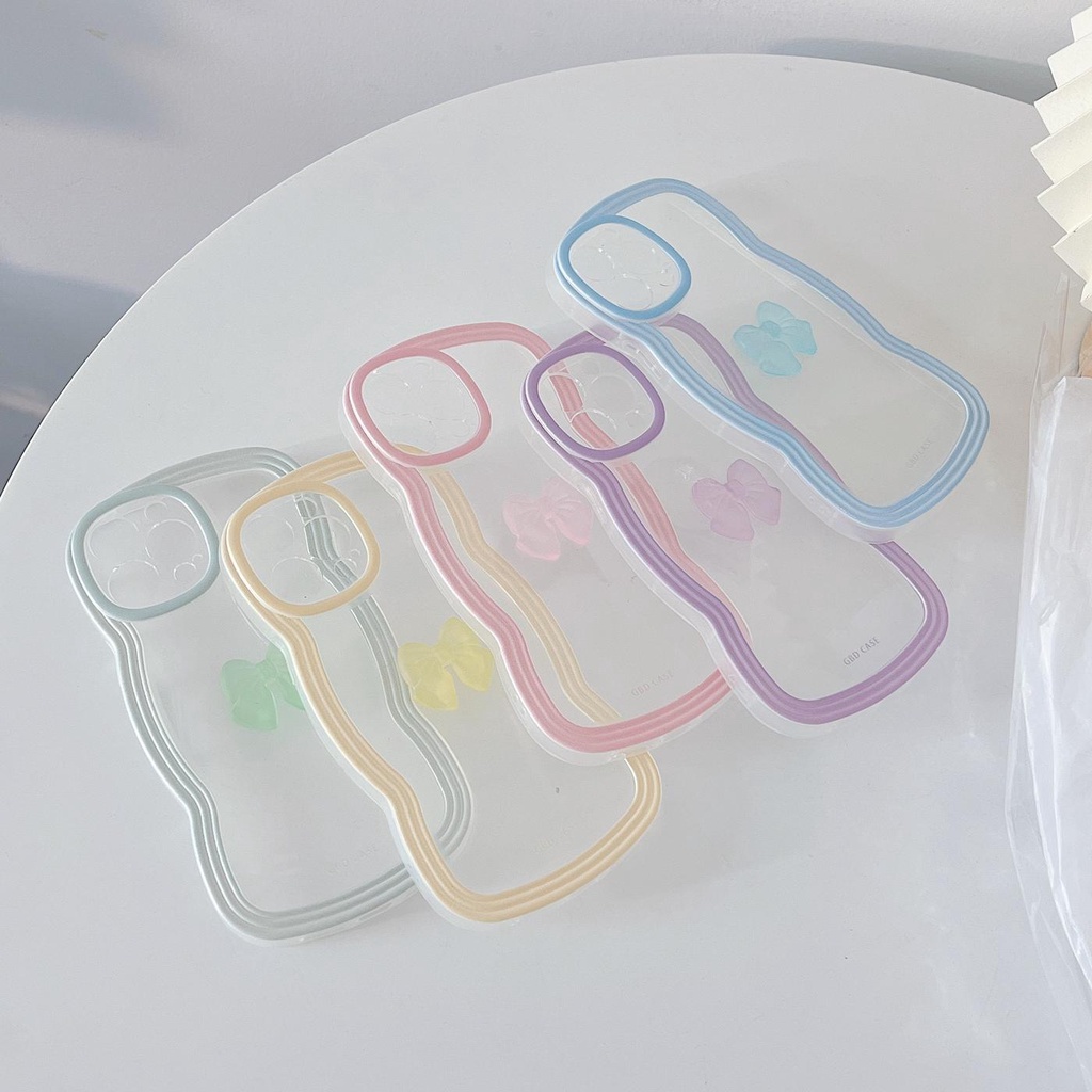 Ốp Điện Thoại Tpu Mềm Trong Suốt Bảo Vệ Toàn Diện Chống Sốc Phối Nơ Cho iPhone 11 12 13 pro max xr x xsmax