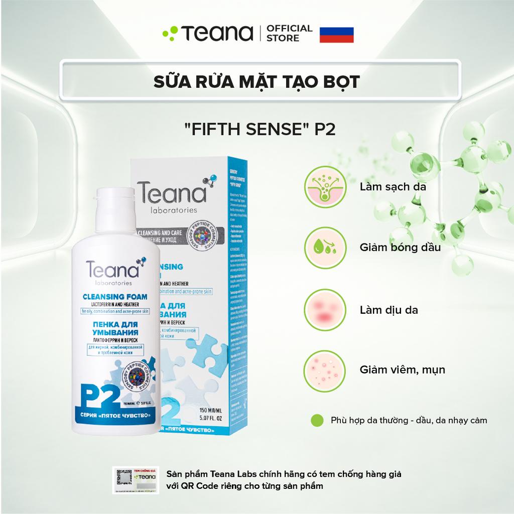 Sữa rửa mặt tạo bọt Teana "Fifth Sense" P2 chiết xuất cây thạch nam và Lactoferrin 150ml