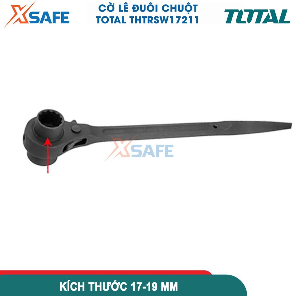 Cờ Lê đuôi chuột thép Cr-V TOTAL size 17x21mm, 19x21mmx 19x24mm, cờ lê chất liệu CRV với 12 điểm, màu đen &amp; bóng mờ