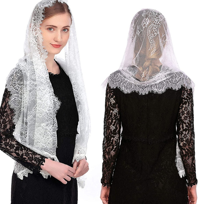 Xiangbao Mạng Che Mặt Thêu Hoa La Tinh Viền Ren Cho Đầu Che Khuyết Điểm