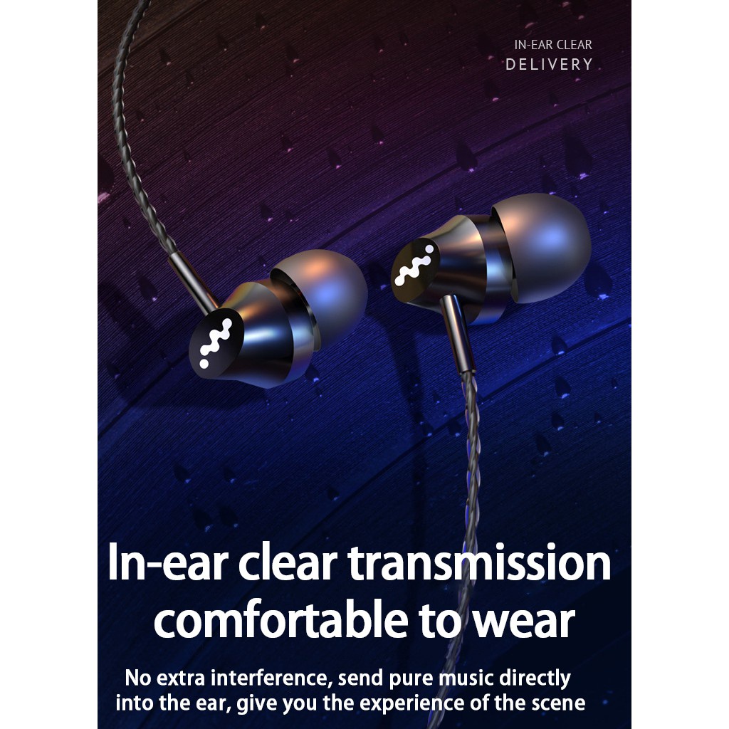 Tai Nghe Nhét Tai Jack 3.5mm Âm Thanh HIFI Có Micro Chống Ồn Tiện Dụng