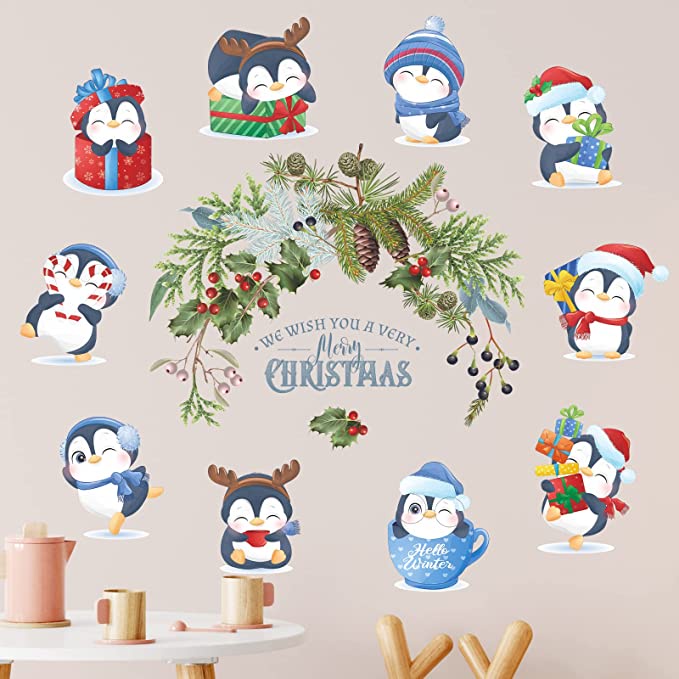 Sticker dán tường họa tiết hình quả thông Giáng Sinh dùng trang trí phòng khách, phòng ngủ