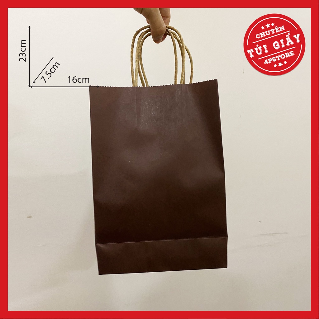 TÚI GIẤY KRAFT NÂU ĐẬM 16x23x7.5CM