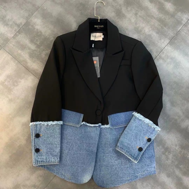 Áo khoác vest phối jeans Địch Lệ Nhiệt Ba