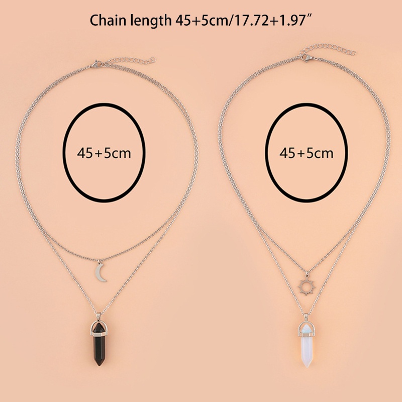 Vòng Cổ Choker Nhiều Lớp Bằng Bạc Đính Đá Pha Lê Chakra Hình Lục Giác / Mặt Trời / Mặt Trăng / Cột Lục Giác