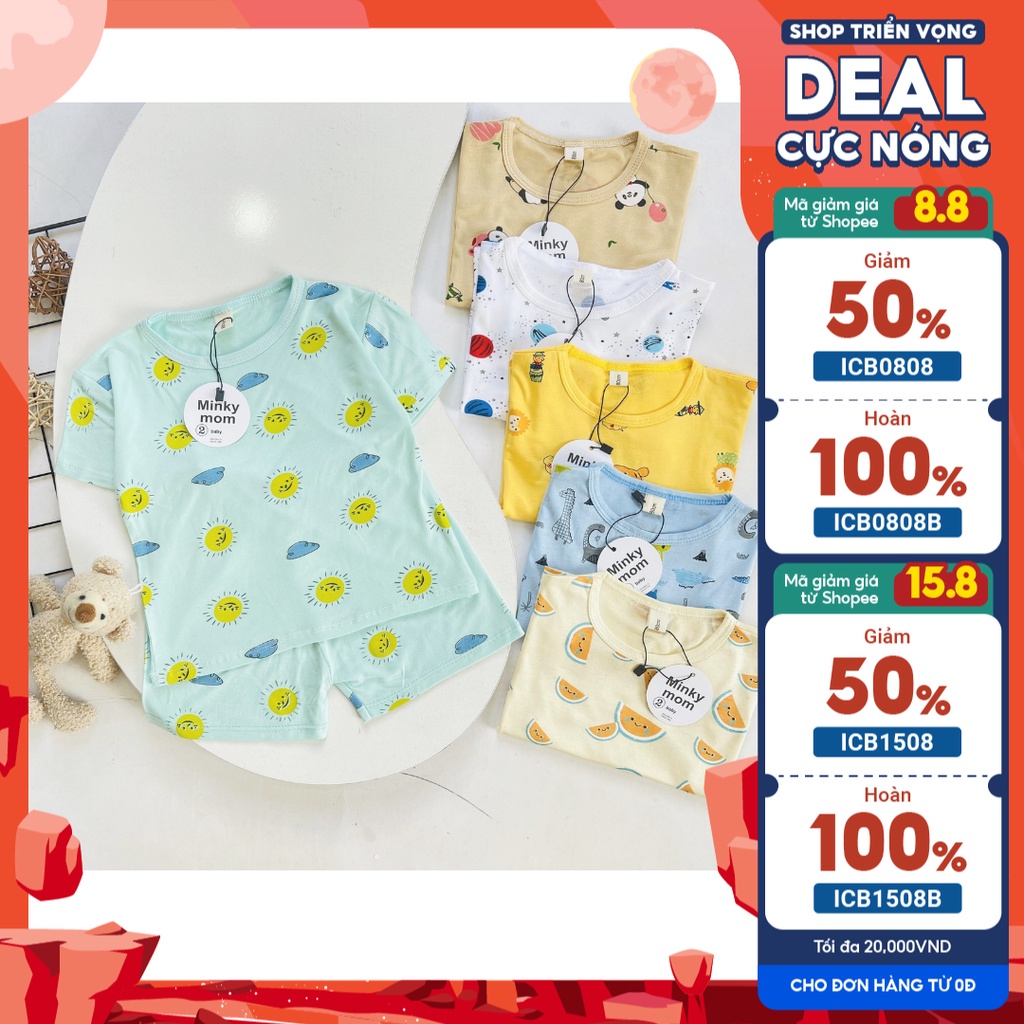 Quần áo bé trai và bé gái tay ngắn chất liệu thun lạnh thoáng mát mùa hè size 80-120cm