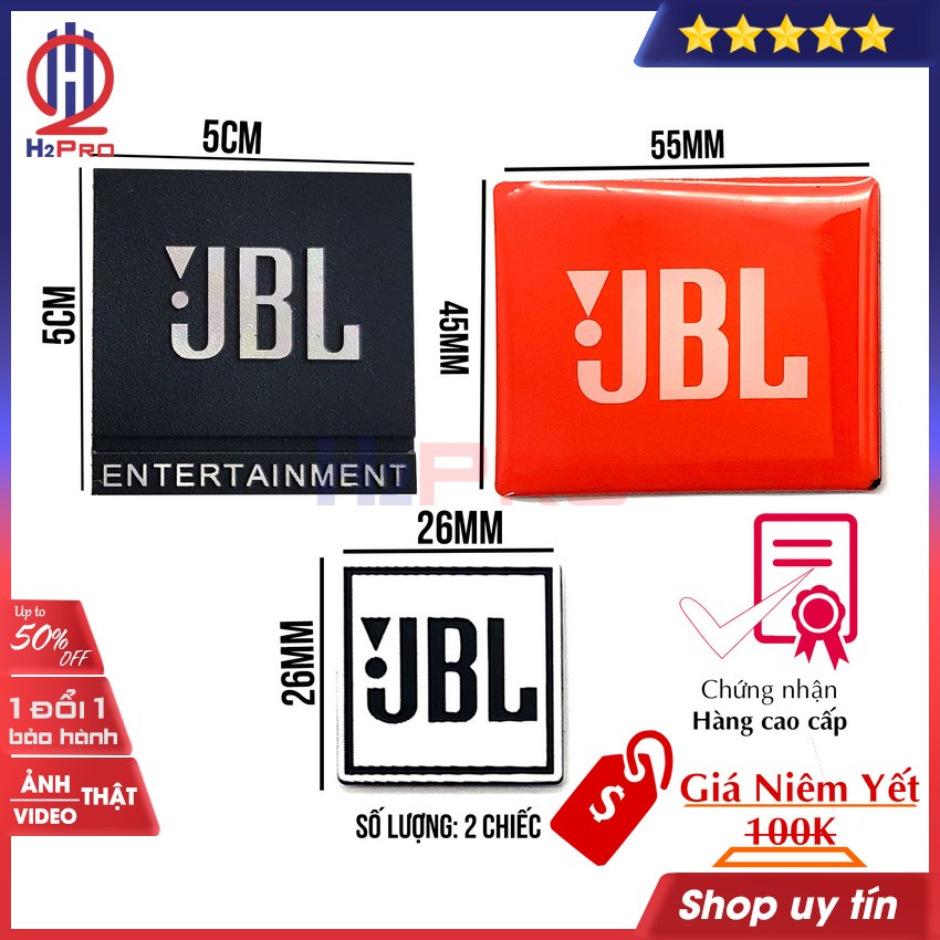 Các loại tem loa dùng cho loa JBL H2Pro chất liệu nhôm hoặc nhựa (2 chiếc), tem dán thùng loa JBL cao cấp