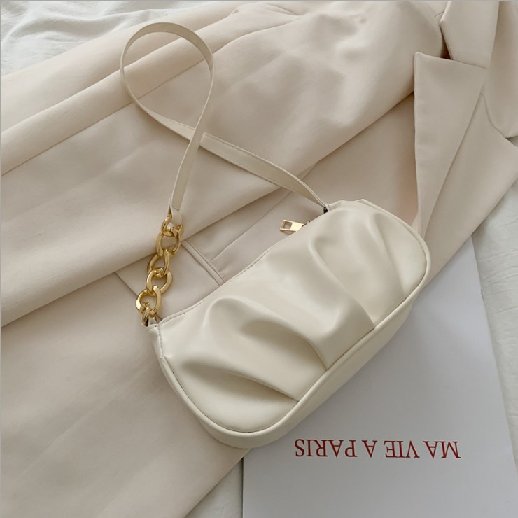 Túi Xách Nữ Dáng Nhún Bassic 2 Màu Đen Trắng Thời Trang