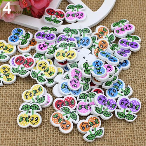 Set 50 cúc gỗ tạo hình hoạt hình dễ thương xinh xắn