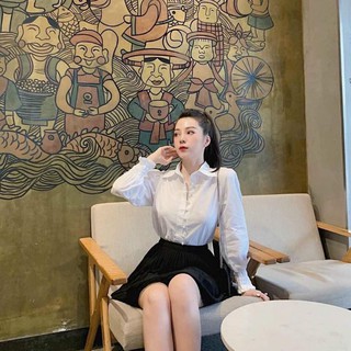 Áo sơ mi tay bồng khuy ngọc
