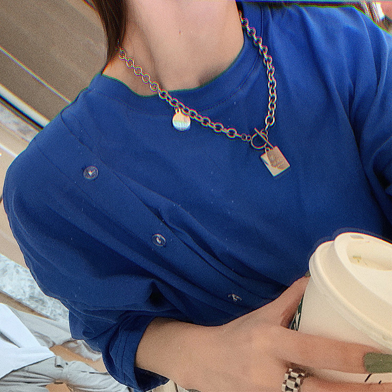 vòng cổ Mặt Chữ Bằng Thép Không Gỉ Phong Cách Hiphop Cá Tính