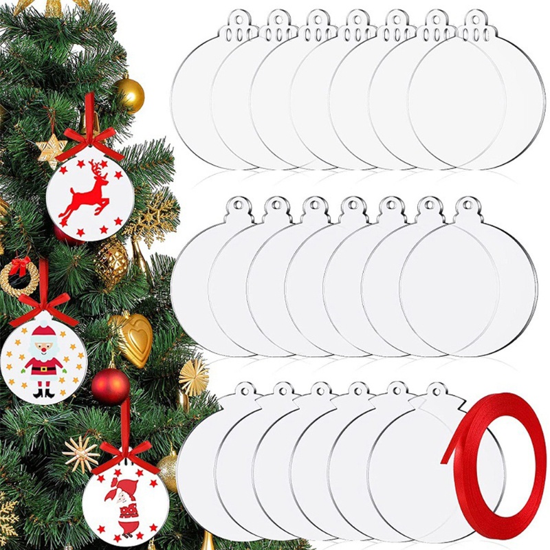 Set 30 Đĩa Acrylic Rỗng Trong Suốt 7 5cm 2 95in Tự Trang Trí Cây Thông Noel