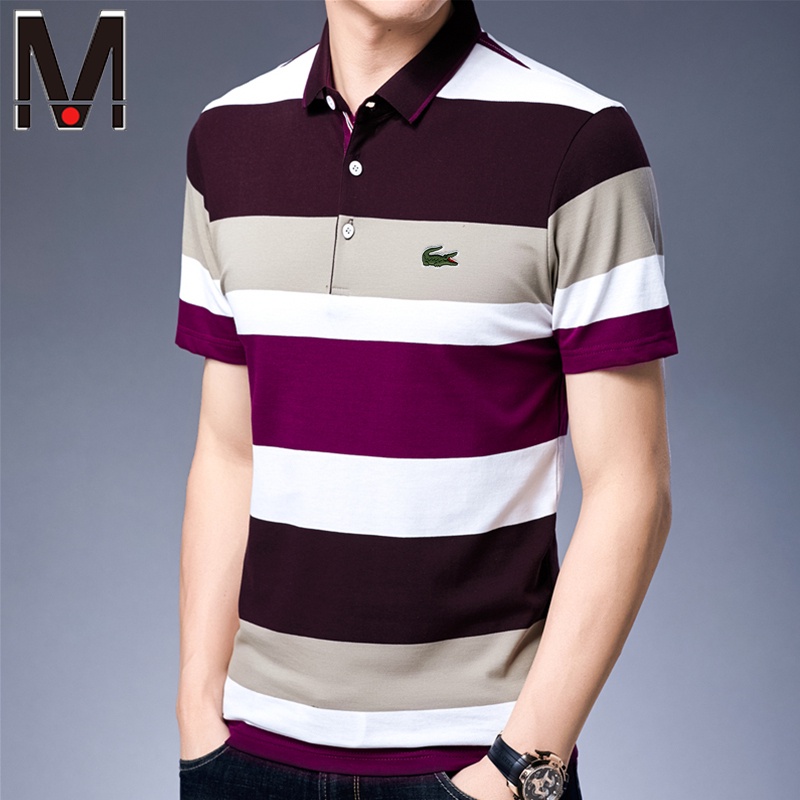 Áo Thun Polo Nam Tay Ngắn Họa Tiết Sọc Ngang Phối Màu Đơn Giản Thời Trang | BigBuy360 - bigbuy360.vn