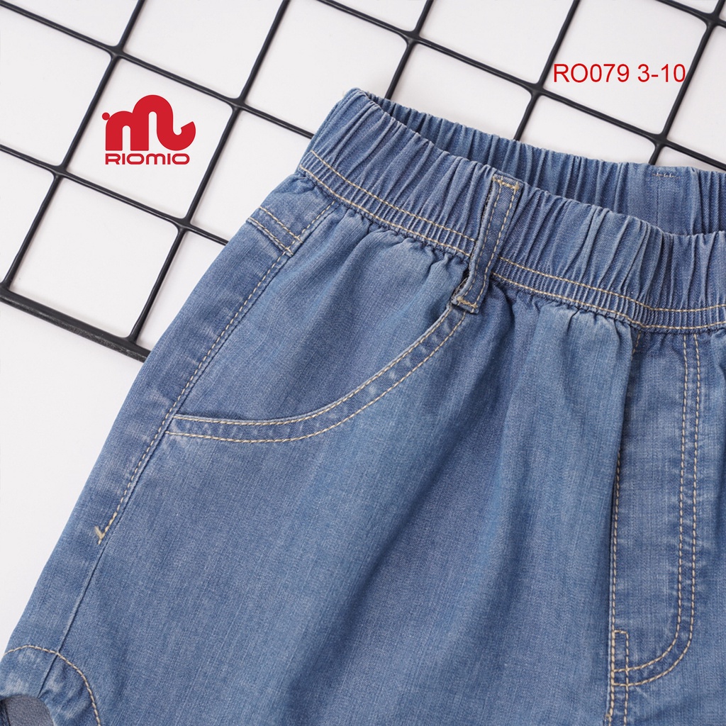 Quần short jeans cao cấp Riomio cho bé gái 𝐑𝗼𝐱𝐚𝐧𝐚 gấu lượn cong, cá tính siêu xinh 100% cotton USA - RO079