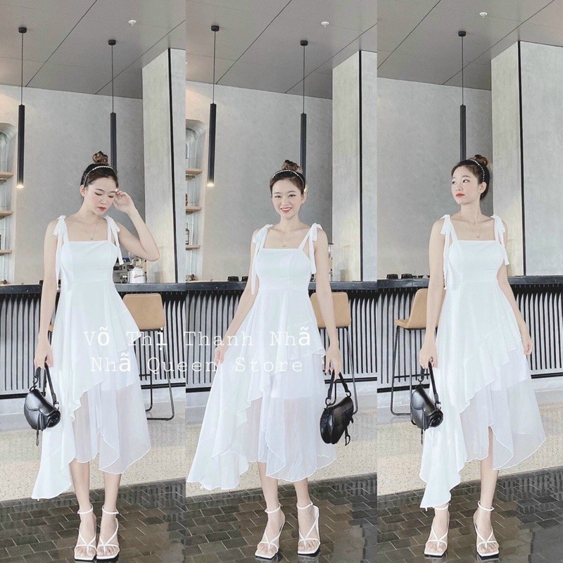 Đầm 2 dây xoè phối lưới lệch tà công chúa cao cấp- HÀNG THIẾT KẾ CAO CẤP - HÀNG AN ĐÔNG | BigBuy360 - bigbuy360.vn