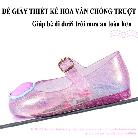 Giày nhựa thơm bé gái, sandal MINI DD mềm họa tiết CÔNG CHÚA phong cách Hàn Quốc DQ02