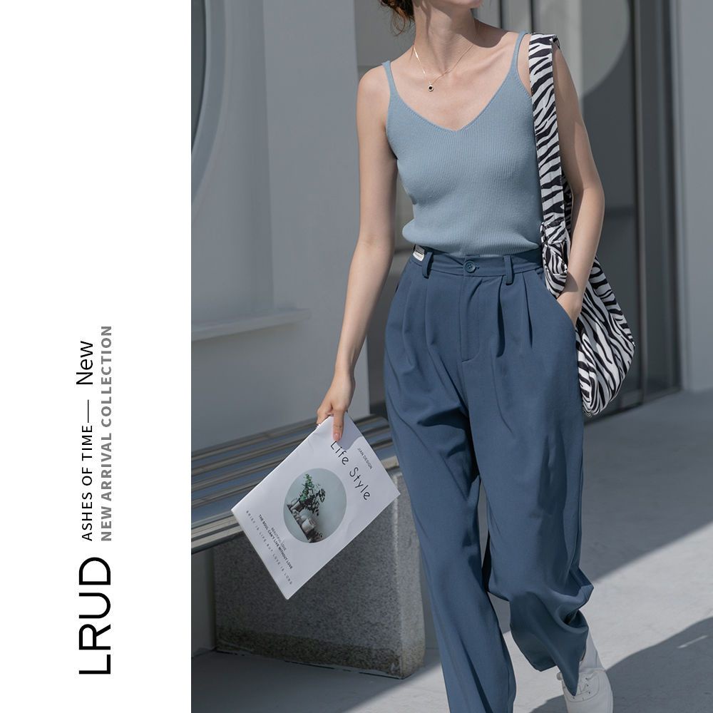 Áo Dệt Kim Hai Dây Cổ Chữ V Màu Đen Thời Trang Cho Nữ