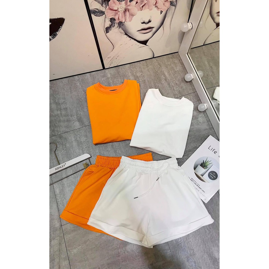 Set Quần Áo Thụng Trơn Cộc Tay Oversize - Rere.Store [FREESHIP] - Bộ áo thun tay lỡ dáng rộng kèm quần đùi nhiều màu | BigBuy360 - bigbuy360.vn