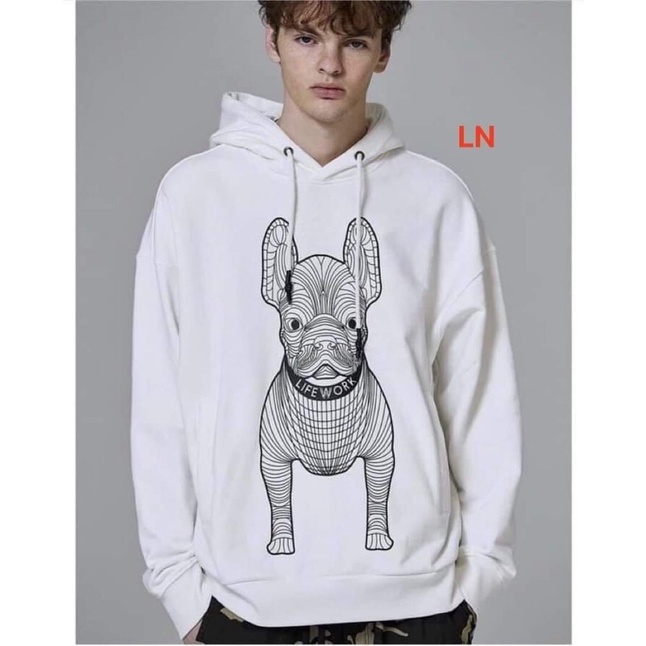 Áo hoodie chó sắc màu cotton LN12