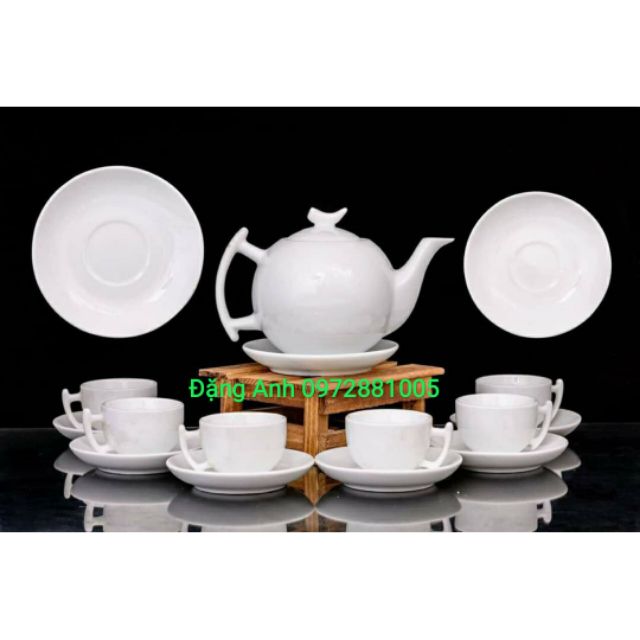 Bộ ấm chén trắng MINH LONG Bát Tràng