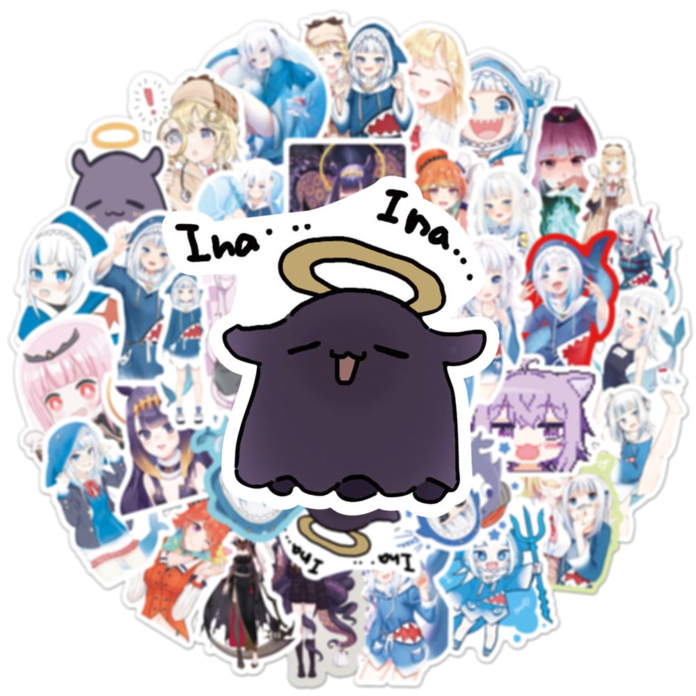 J· Bộ Hình Dán Chống Thấm Hololive Vtuber Gawr Gura, 50 tờ/bộ