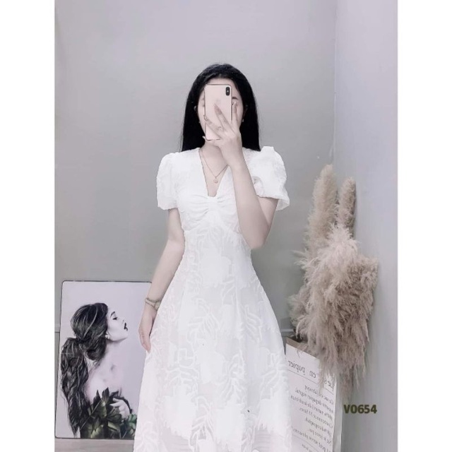 [HÀNG THIẾT KẾ CAO CẤP] Đầm dự tiệc dạo phố nữ tay phồng chíp ben Laura Dress