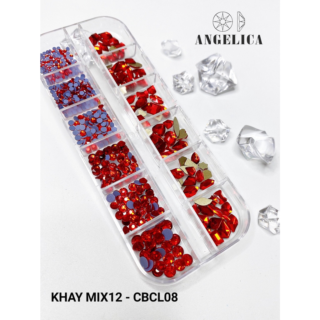 Khay 520v Đá Chân Lưới Mix Đá Chân Bằng Đính Nail Trắng AB Trang Trí Móng ANGELICA CBCL