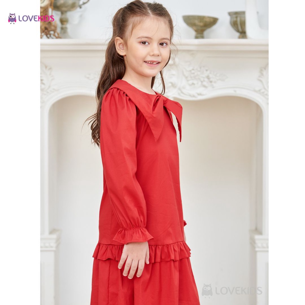 Váy dài tay đuôi cá cổ nơ - Lovekids