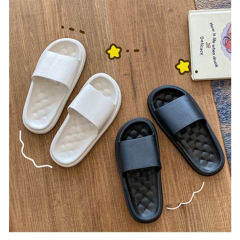 Dép lê đi trong nhà quai ngang hai màu đen trắng cực sang, Dép đi trong nhà mùa hè hai màu trắng đen kiểu thời trang