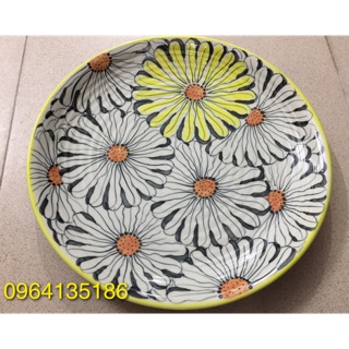 Đĩa f30 cm vẽ hoa hướng dương gốm sứ Bát Tràng