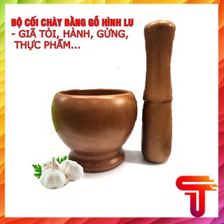 [Đồ Tiện Ích] Bộ chày cối gỗ hình lu tiện dụng trong nhà bếp